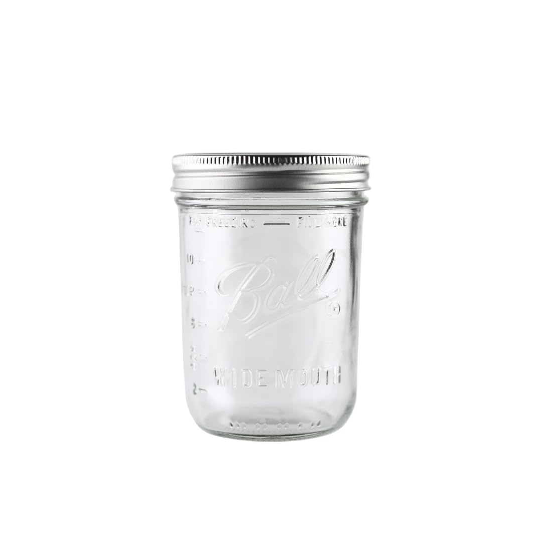 16oz Wide Mouth Glass Mason Jars with Lids & Bands, Set of 12 J5864