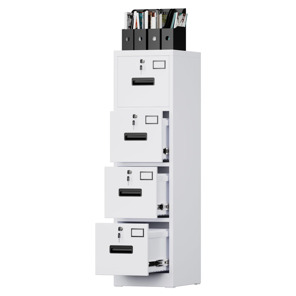 4 Drawer White Metal File Cabinet with Lock V6957