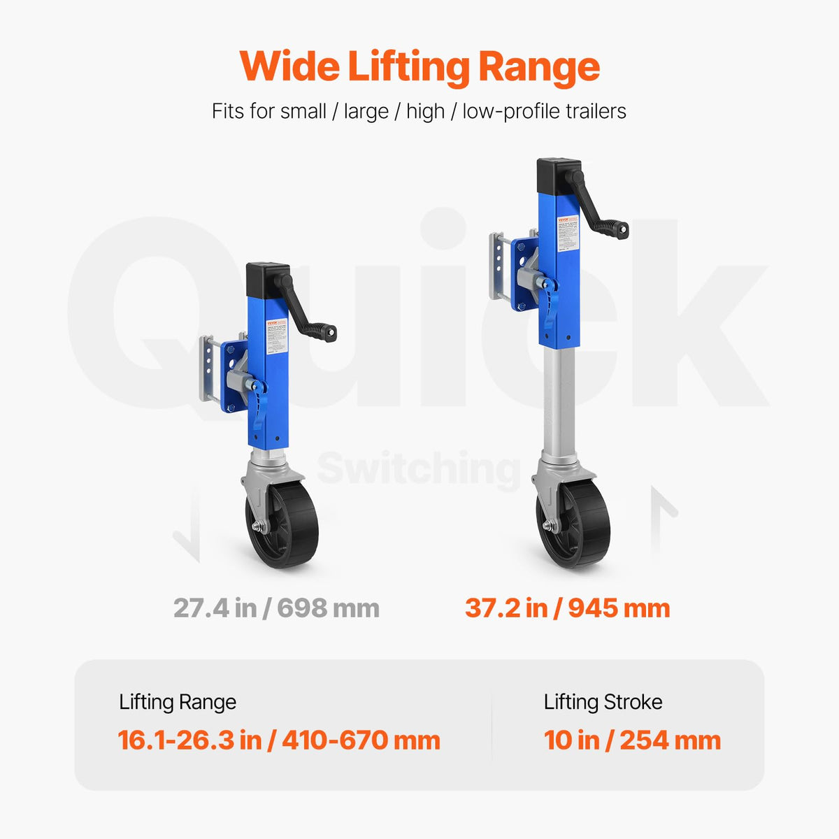 1600 lbs Swivel Trailer Jack with Wheel K59711