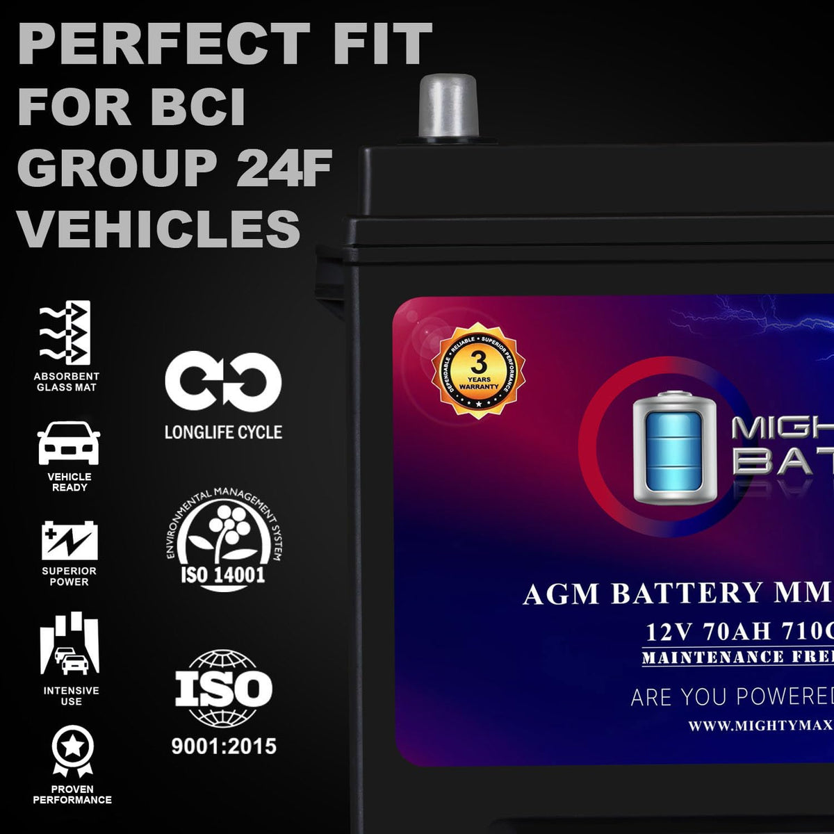 12V 70Ah AGM Replacement Battery O955
