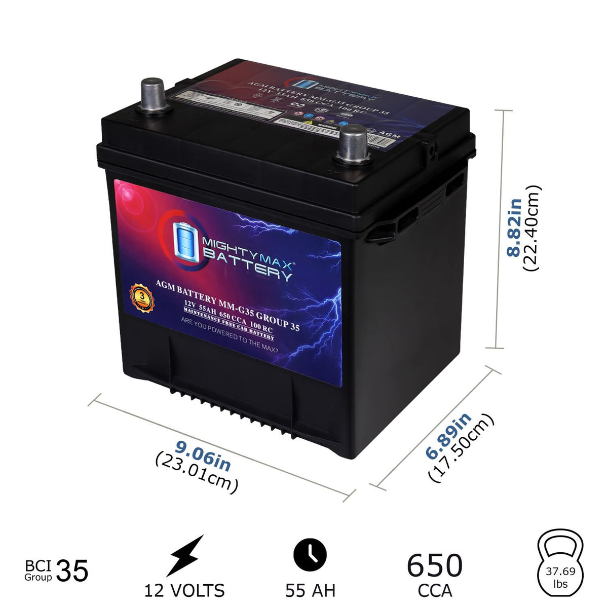 12V 55Ah AGM Replacement Battery Q682