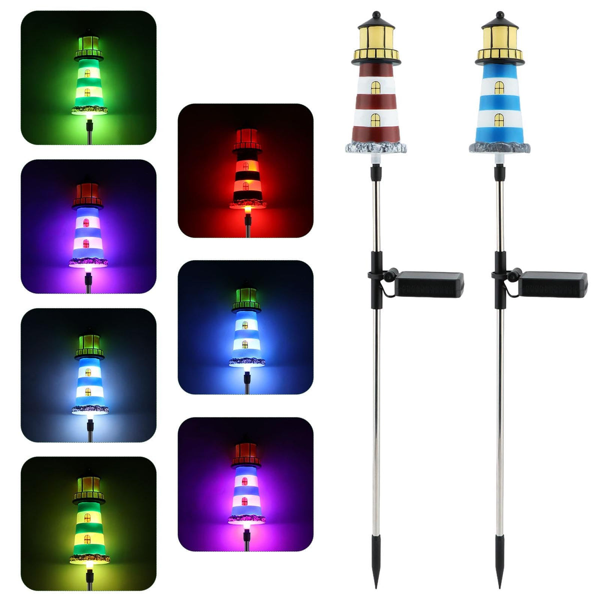 2 Pack 7 Color Changing Solar Garden Stake Lights Y39011