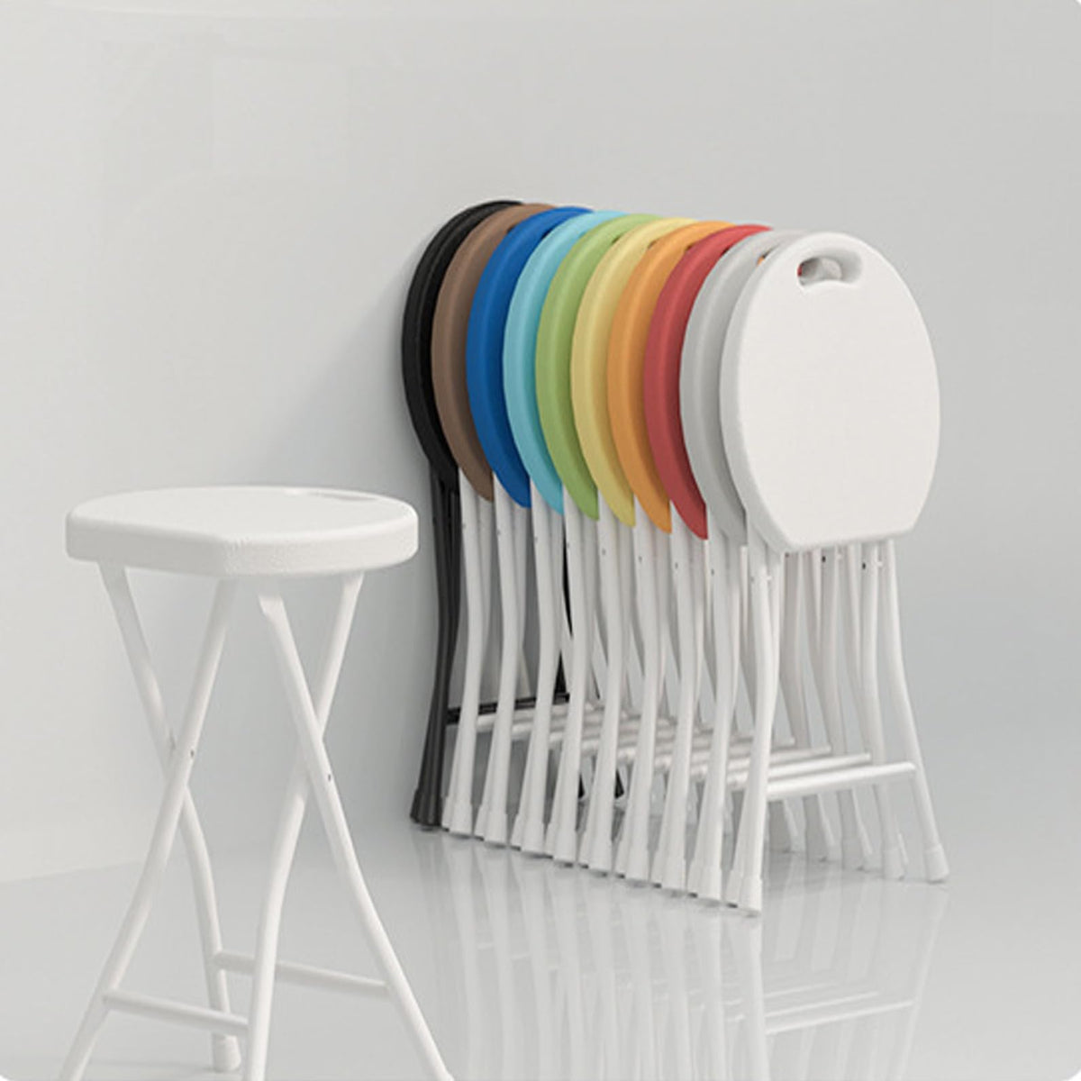18 inch Portable Folding Plastic Stool with Steel Frame P570825