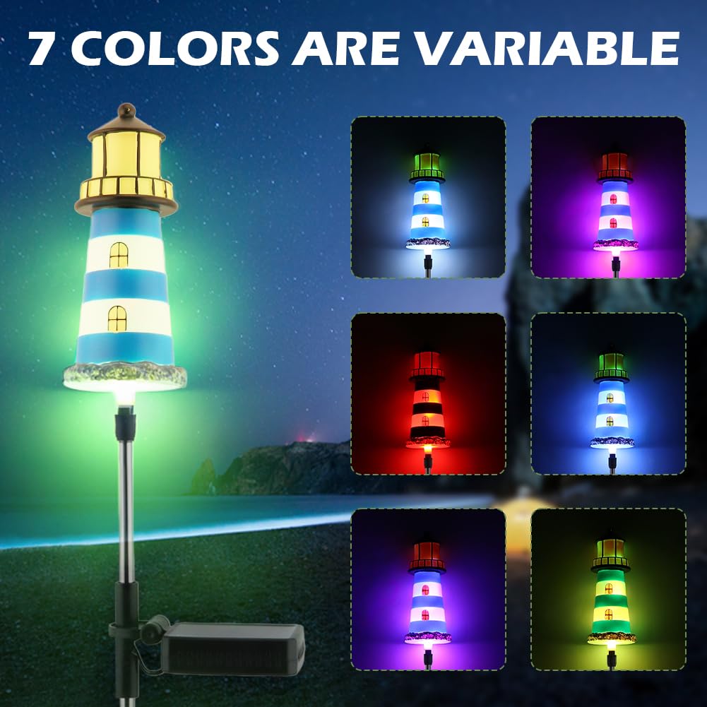 2 Pack 7 Color Changing Solar Garden Stake Lights Y39011