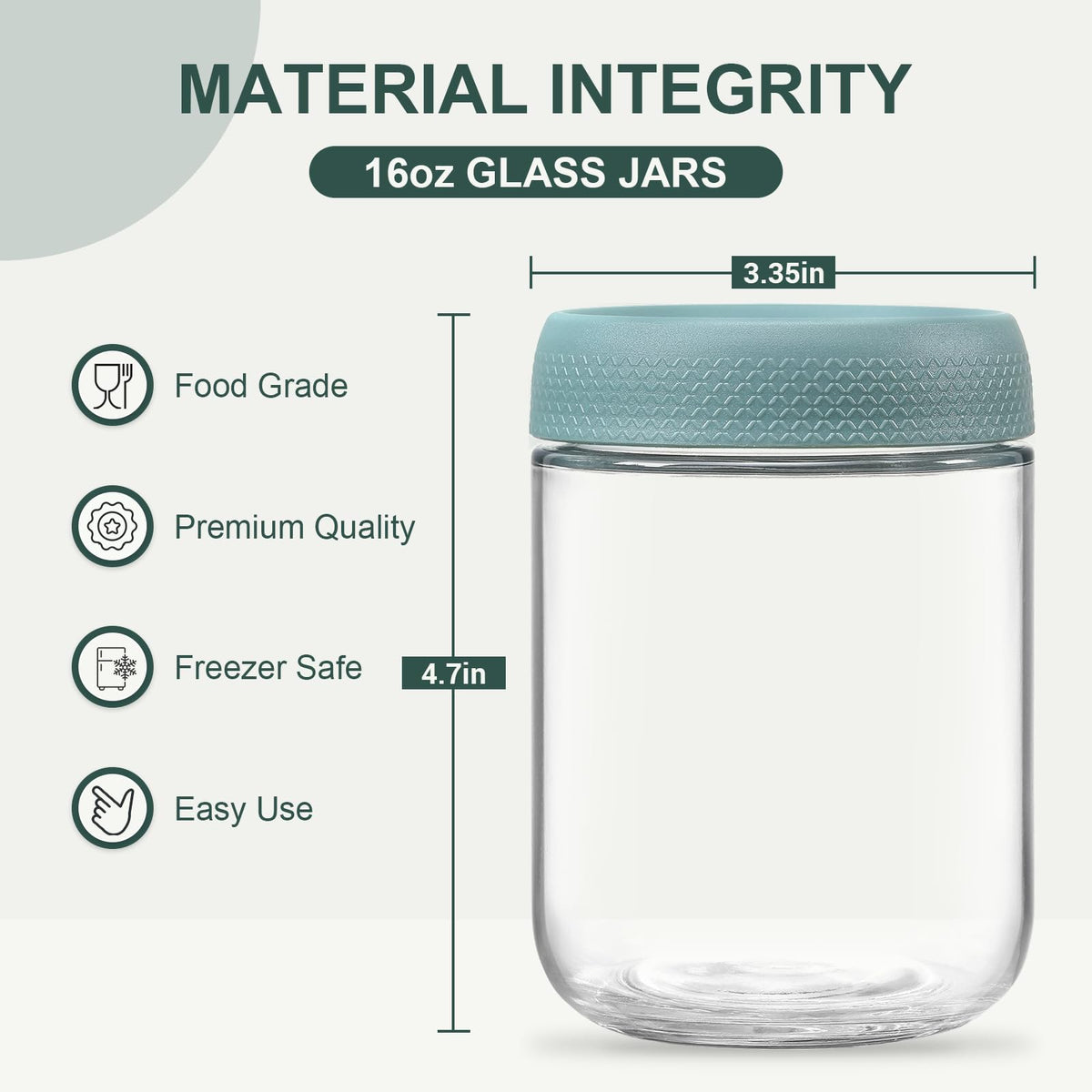 16oz Glass Jars with Airtight Lids J516