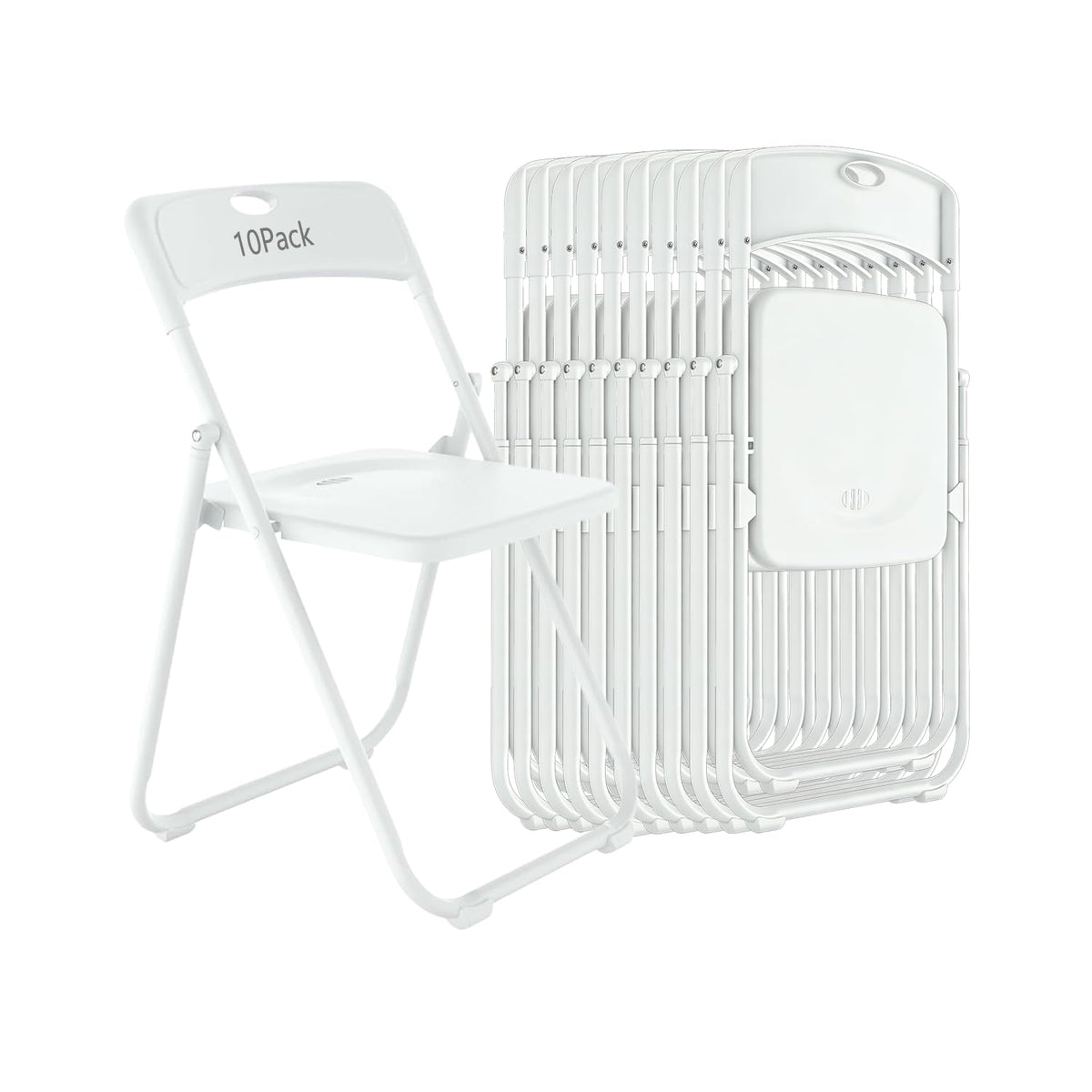 10 Pack White Plastic Folding Chairs B920373