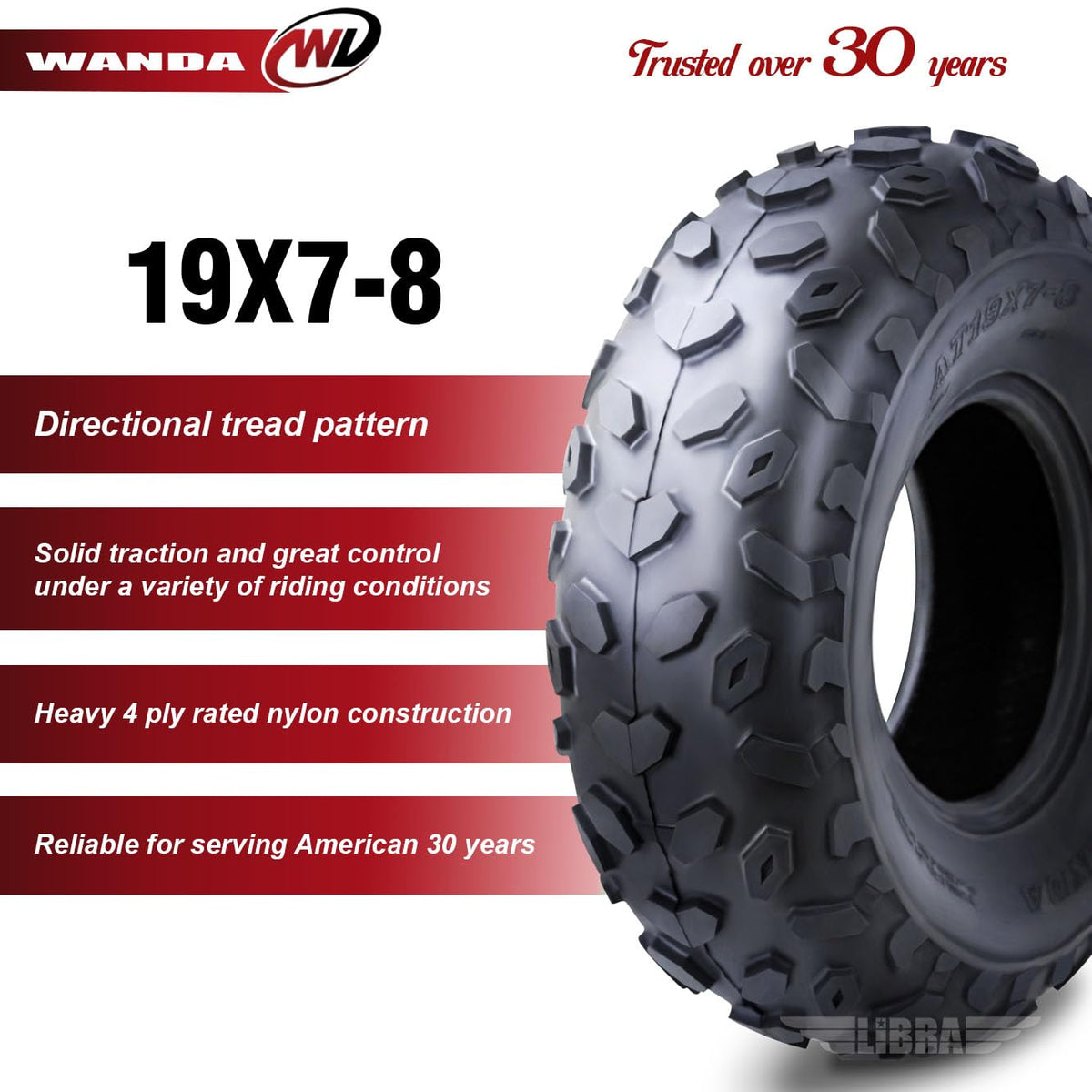 2 ATV Tires 19x7-8 K630