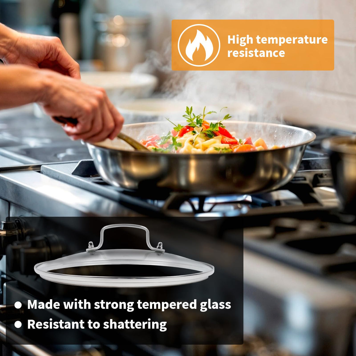 10" Tempered Glass Pan Lid with Steam Vent B8151