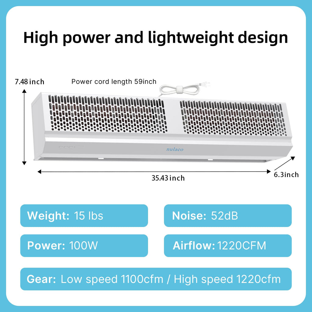36'' Wall-Mounted 2-Speed Air Curtain E523