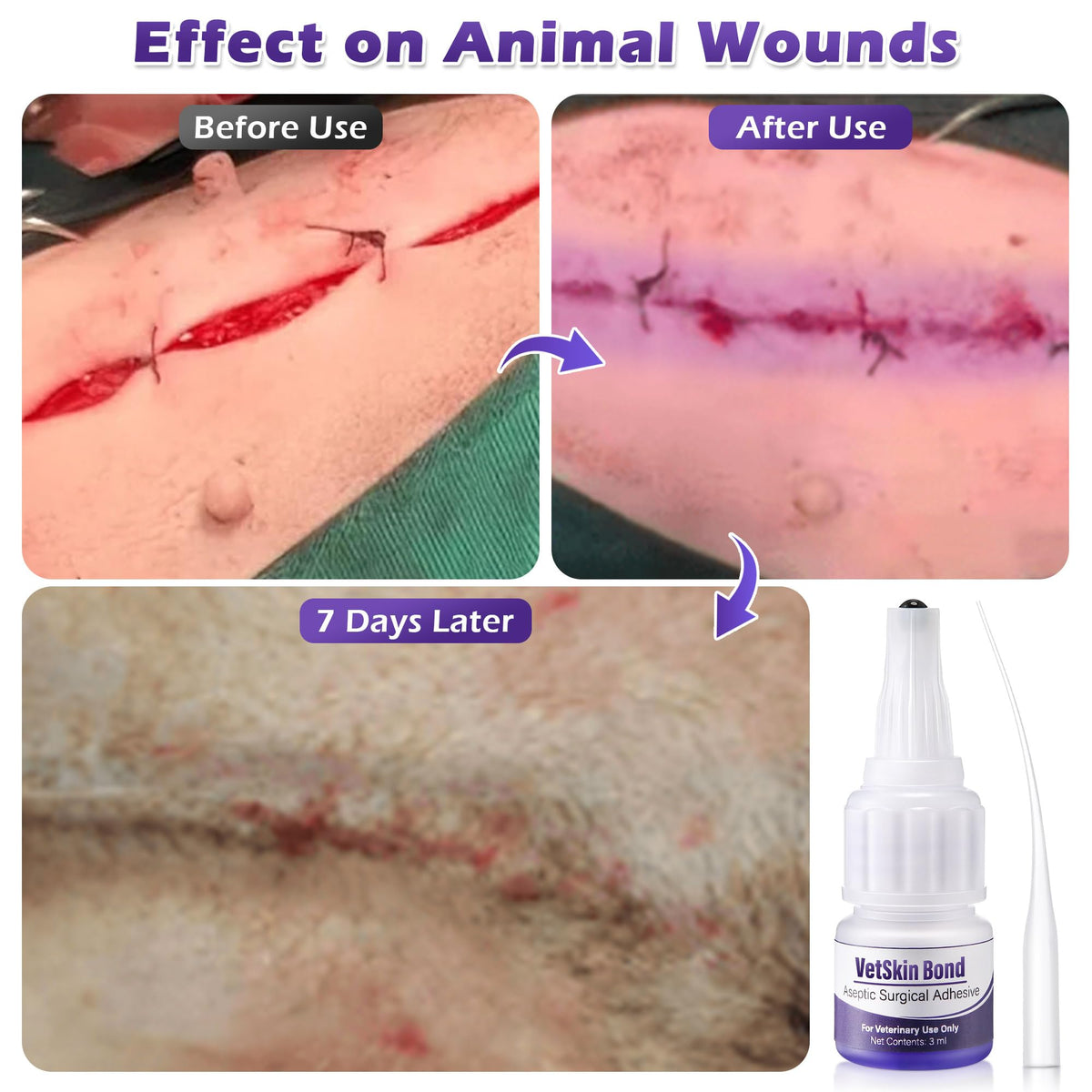 3ml Veterinary Surgical Skin Glue with 10 Applicators N8324