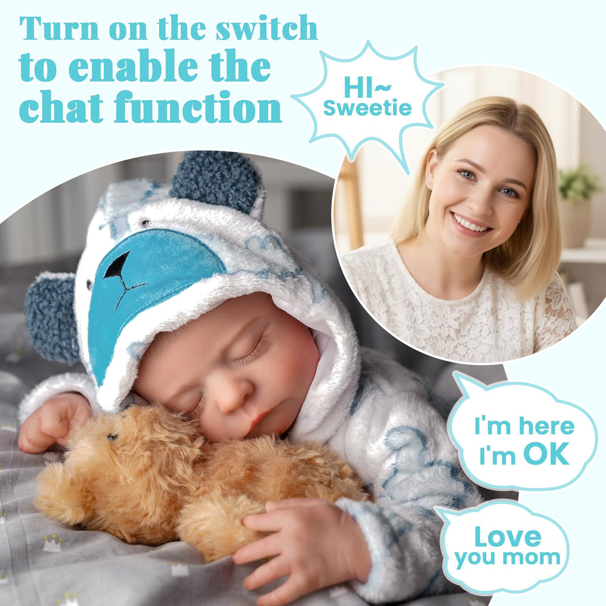 20 Inch 4-in-1 Interactive Baby Doll K876