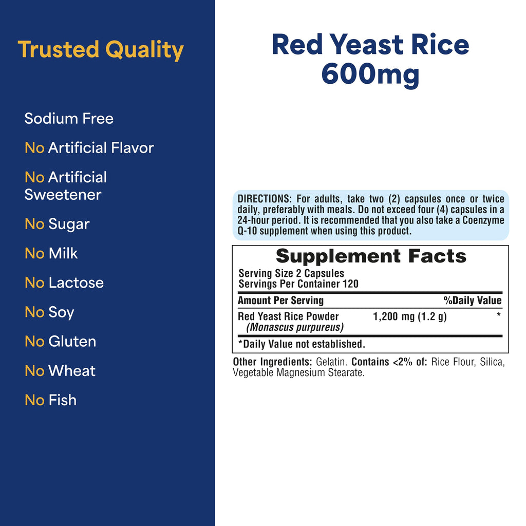 Red Yeast Rice 600mg 240 Capsules C764026