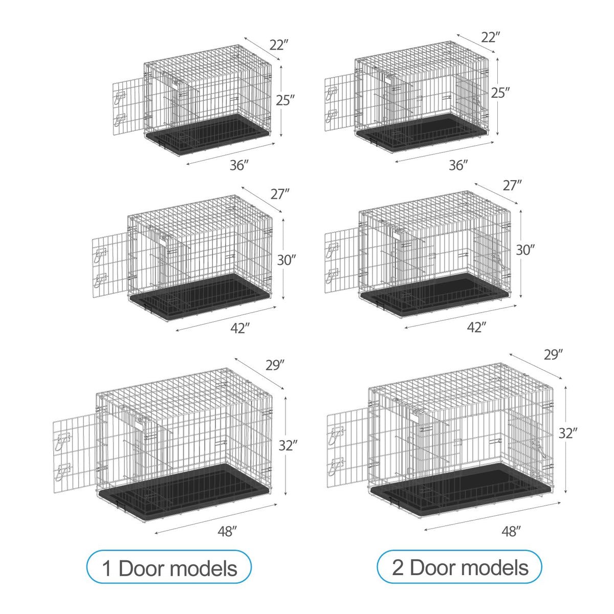 36” Large Heavy-Duty Foldable Dog Crate with Divider Panel Y297385