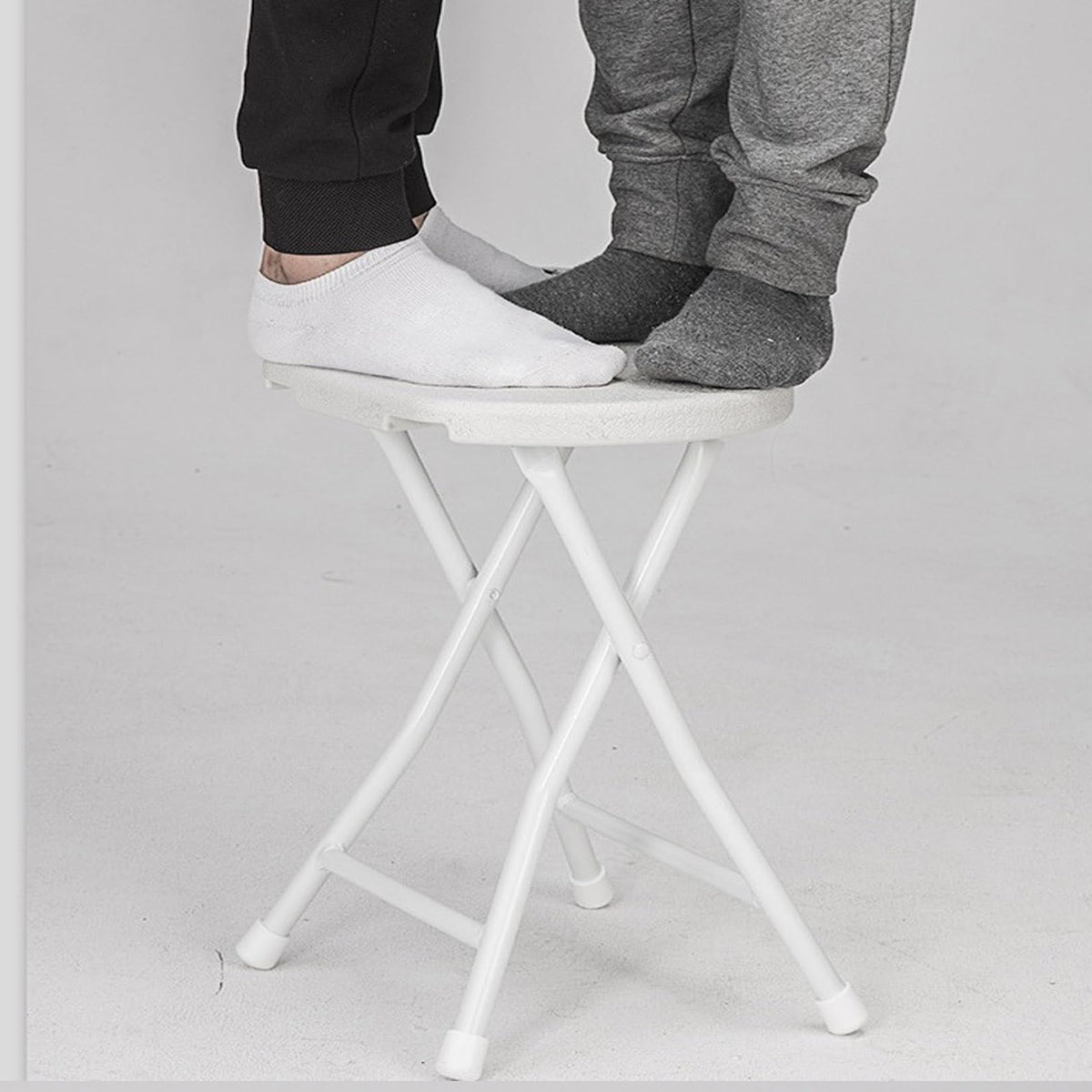 18 inch Portable Folding Plastic Stool with Steel Frame P570825