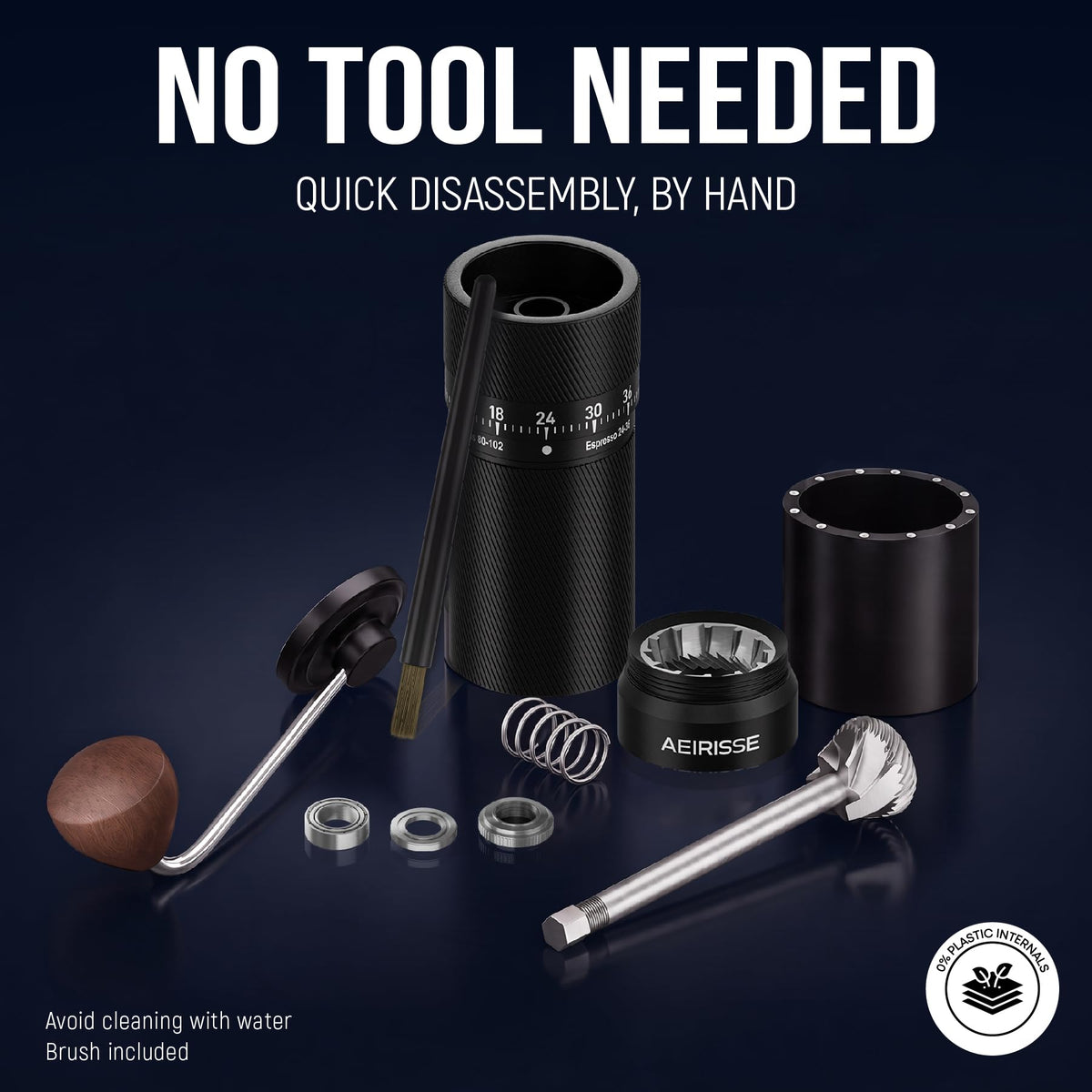 Manual 72-Click Conical Burr Stainless Steel Coffee Grinder N932019