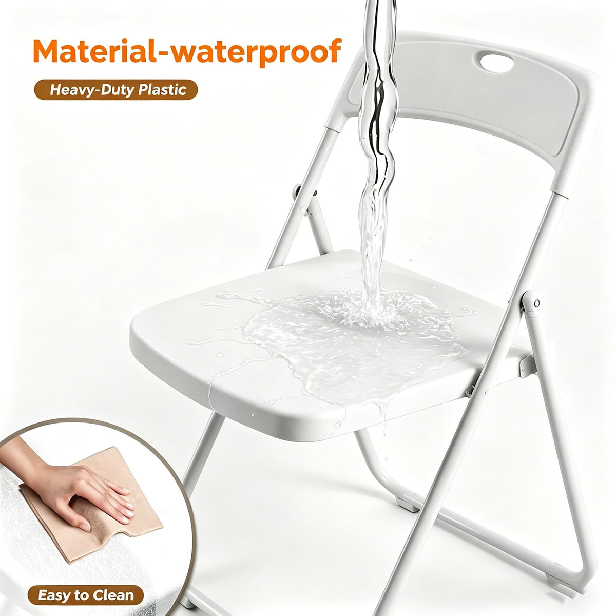 10 Pack White Plastic Folding Chairs B920373