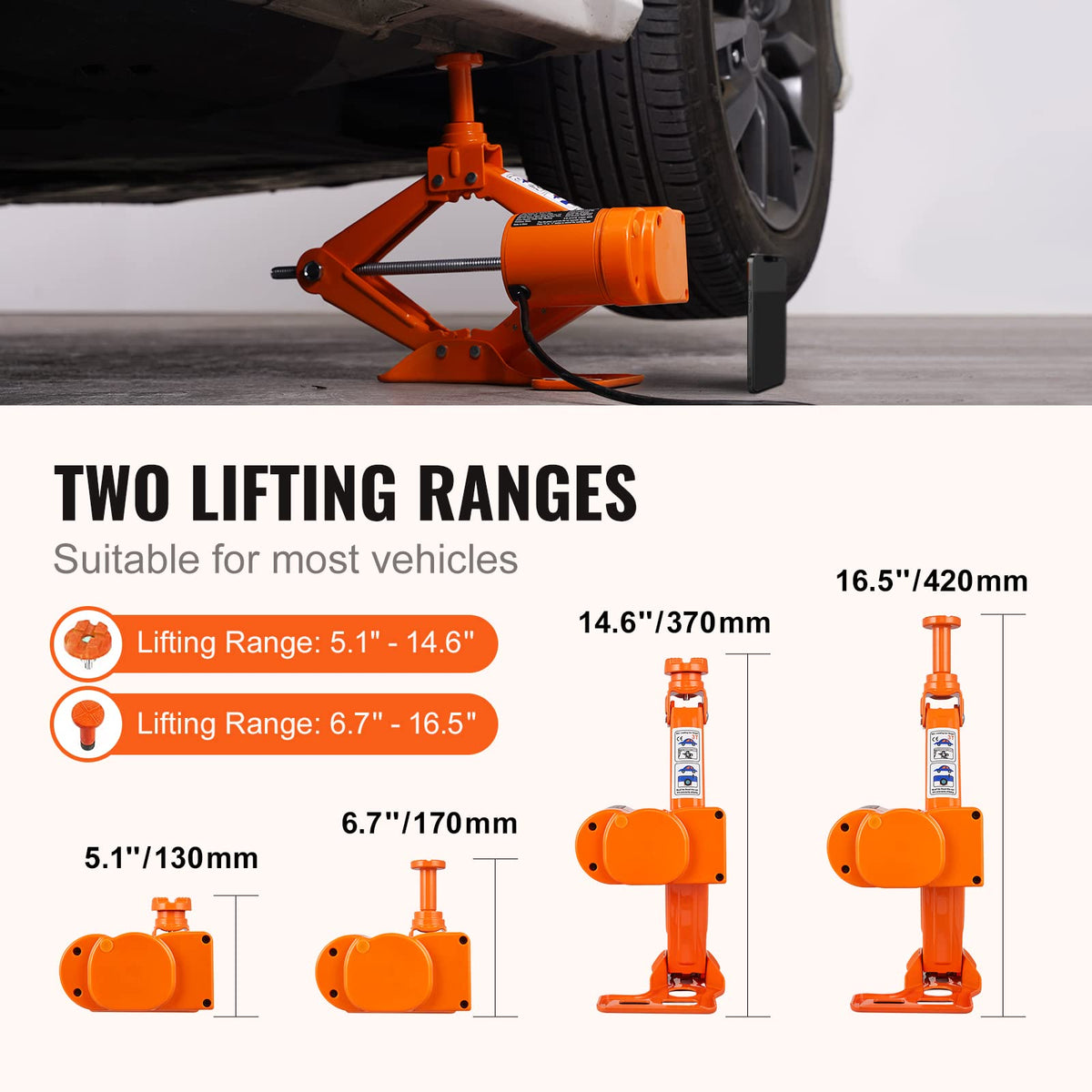 12V Electric Scissor Car Jack 3 Tons with Impact Wrench W483882