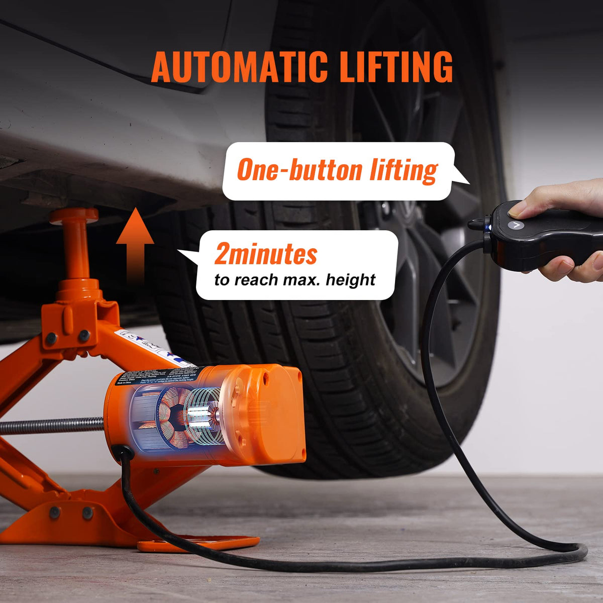 12V Electric Scissor Car Jack 3 Tons with Impact Wrench W483882