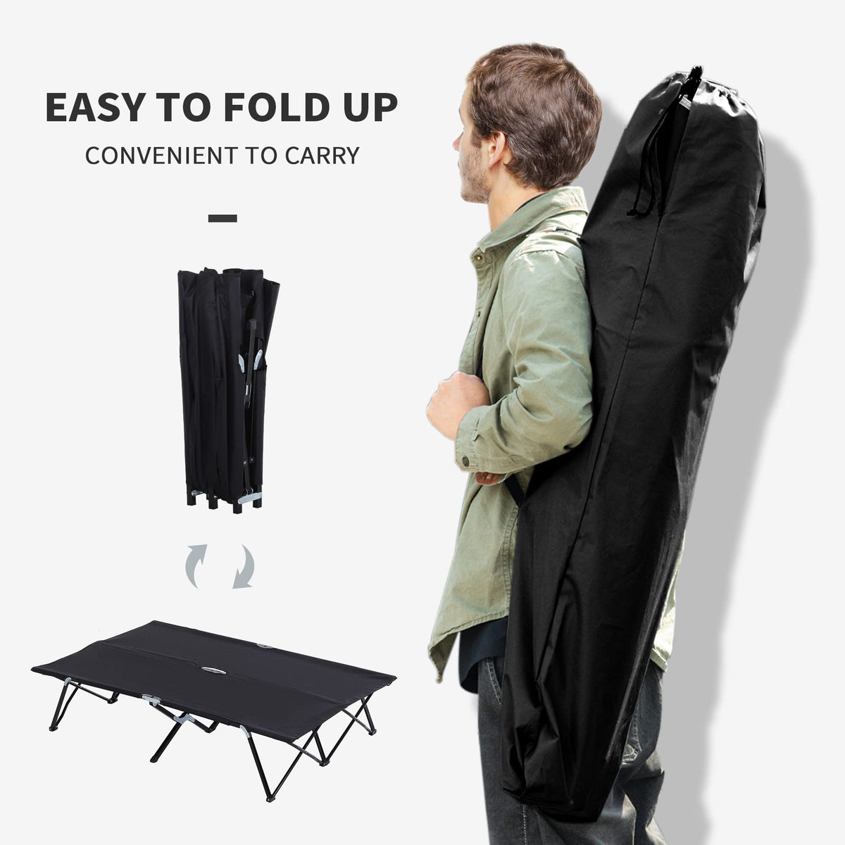 2 Person Folding Camping Cot with Carry Bag, 300 lbs Capacity M111