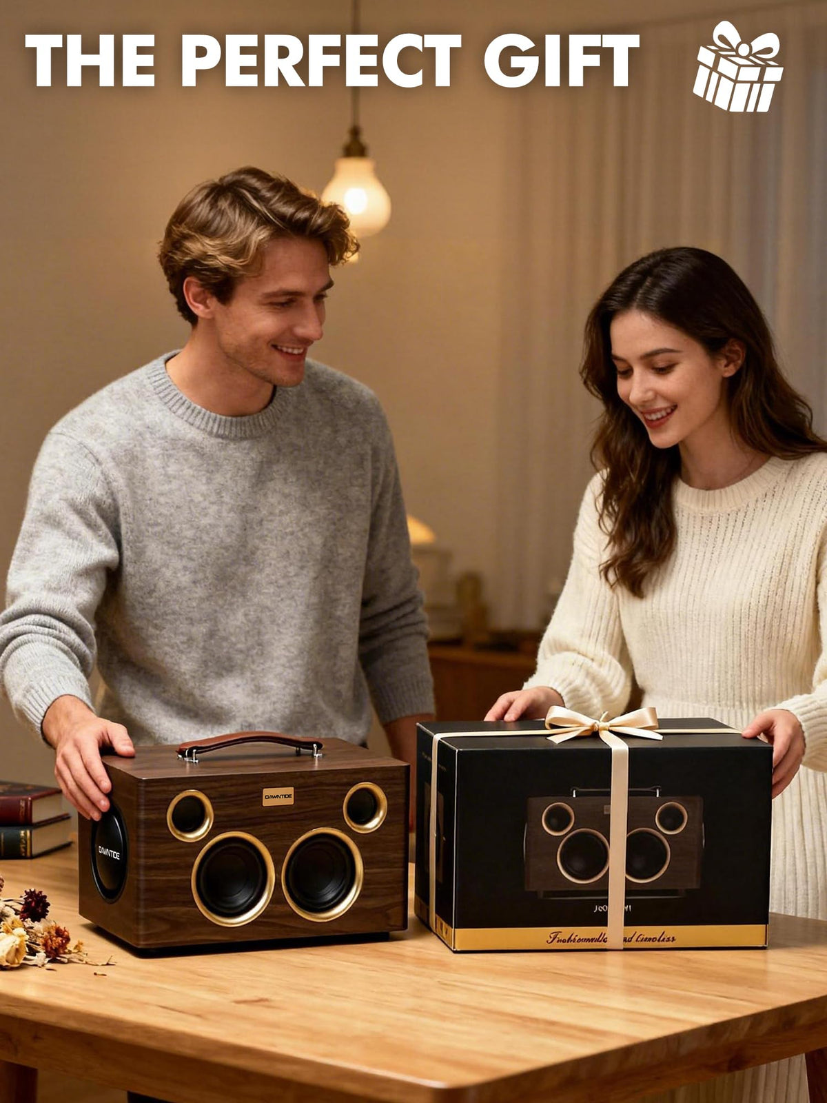 Portable Bluetooth Speaker 240W Peak Power Wooden Audio System N802489
