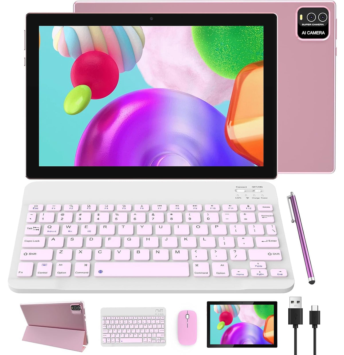 10 Inch Android Tablet with Keyboard 8GB+64GB W22964