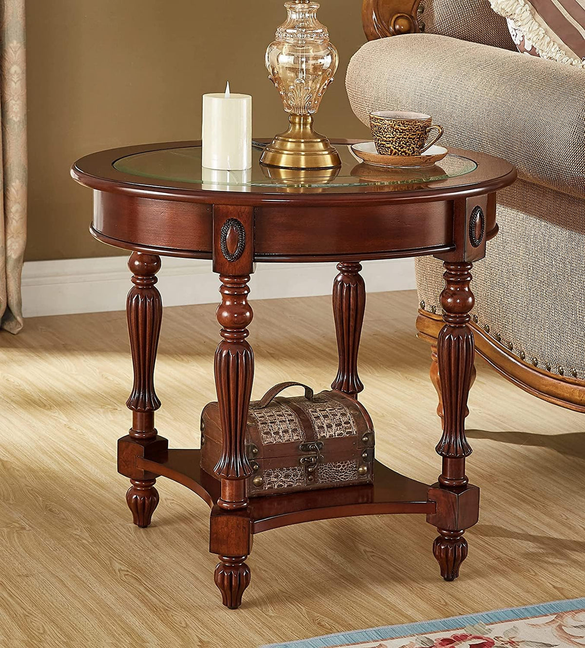 Solid Wood Oval End Table L4900