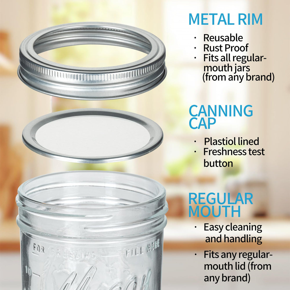 16 oz Wide Mouth Glass Mason Jars with Lids 8 Pack E41985
