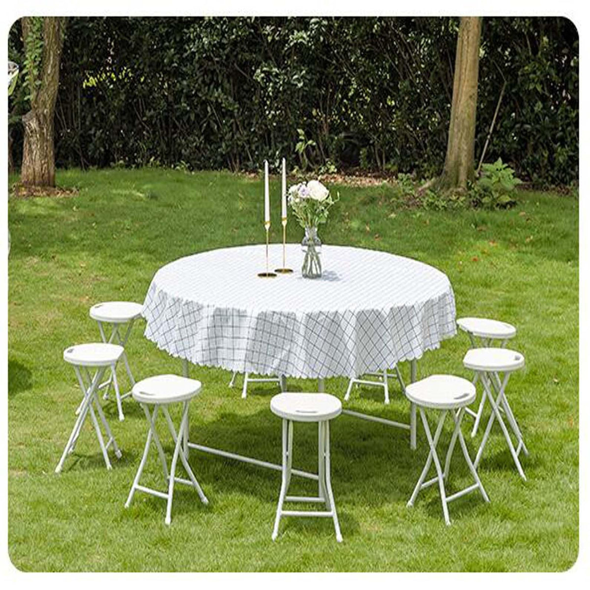 18 inch Portable Folding Plastic Stool with Steel Frame P570825