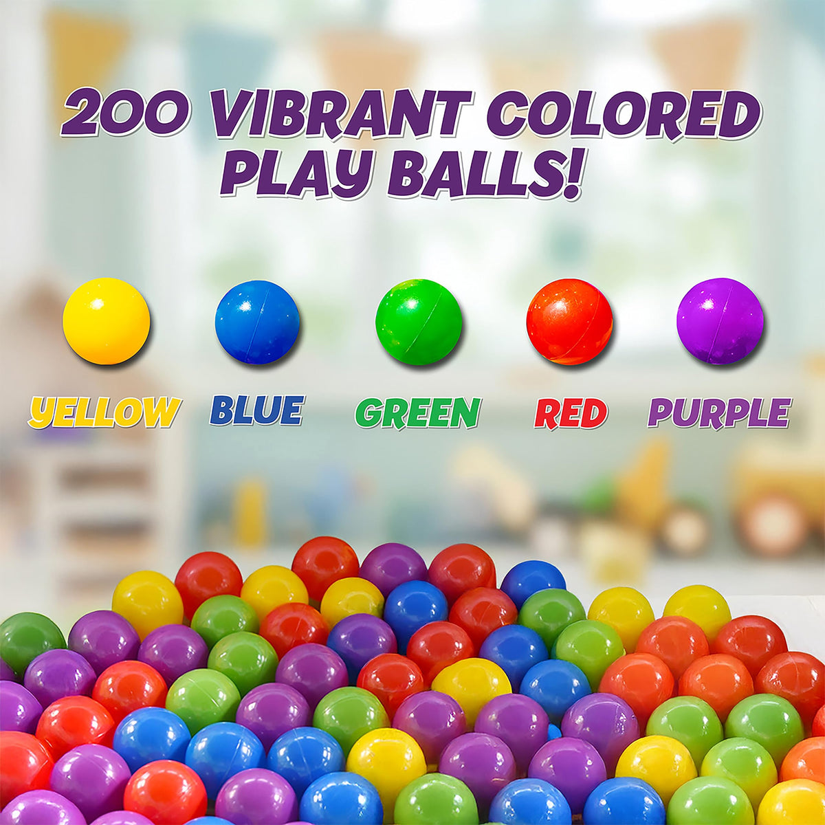 200 Premium Crush-Resistant Play Balls with Zippered Storage Bag S10633