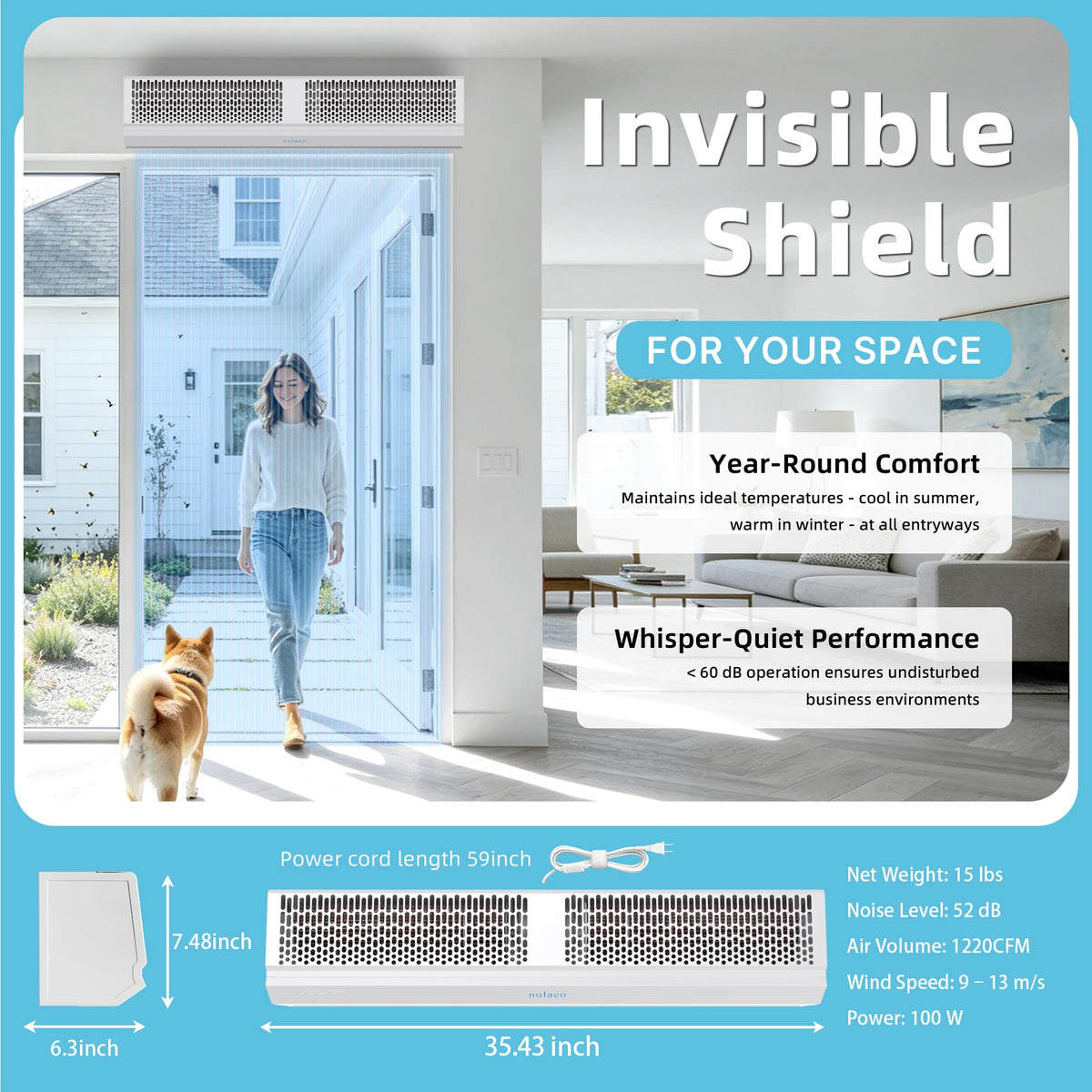 36'' Wall-Mounted 2-Speed Air Curtain E523