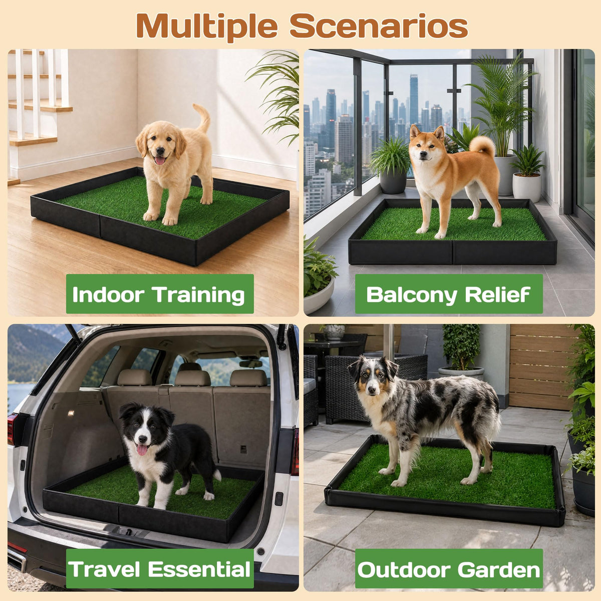 Dog Grass Pad with Tray 32"x22" with 8pc Pee Pads V5760