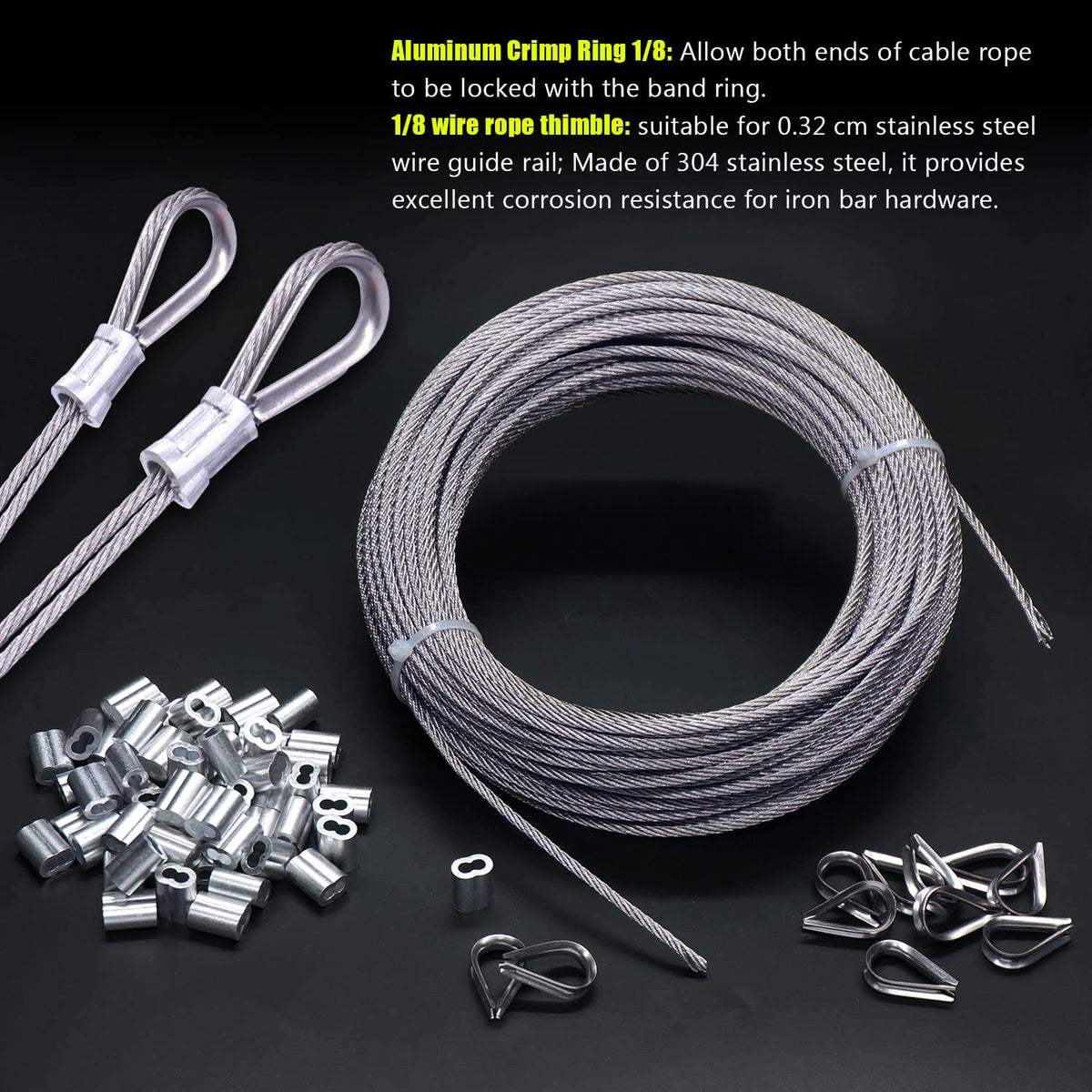 1/8" T316 Stainless Steel Cable Rope 7x7 Wire Rope Y8626