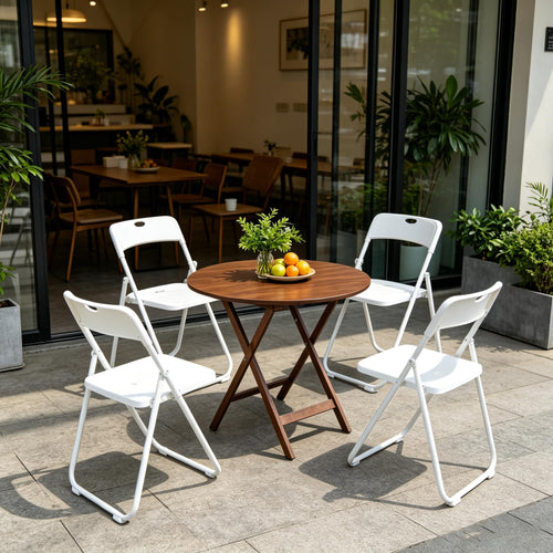 10 Pack White Plastic Folding Chairs B920373