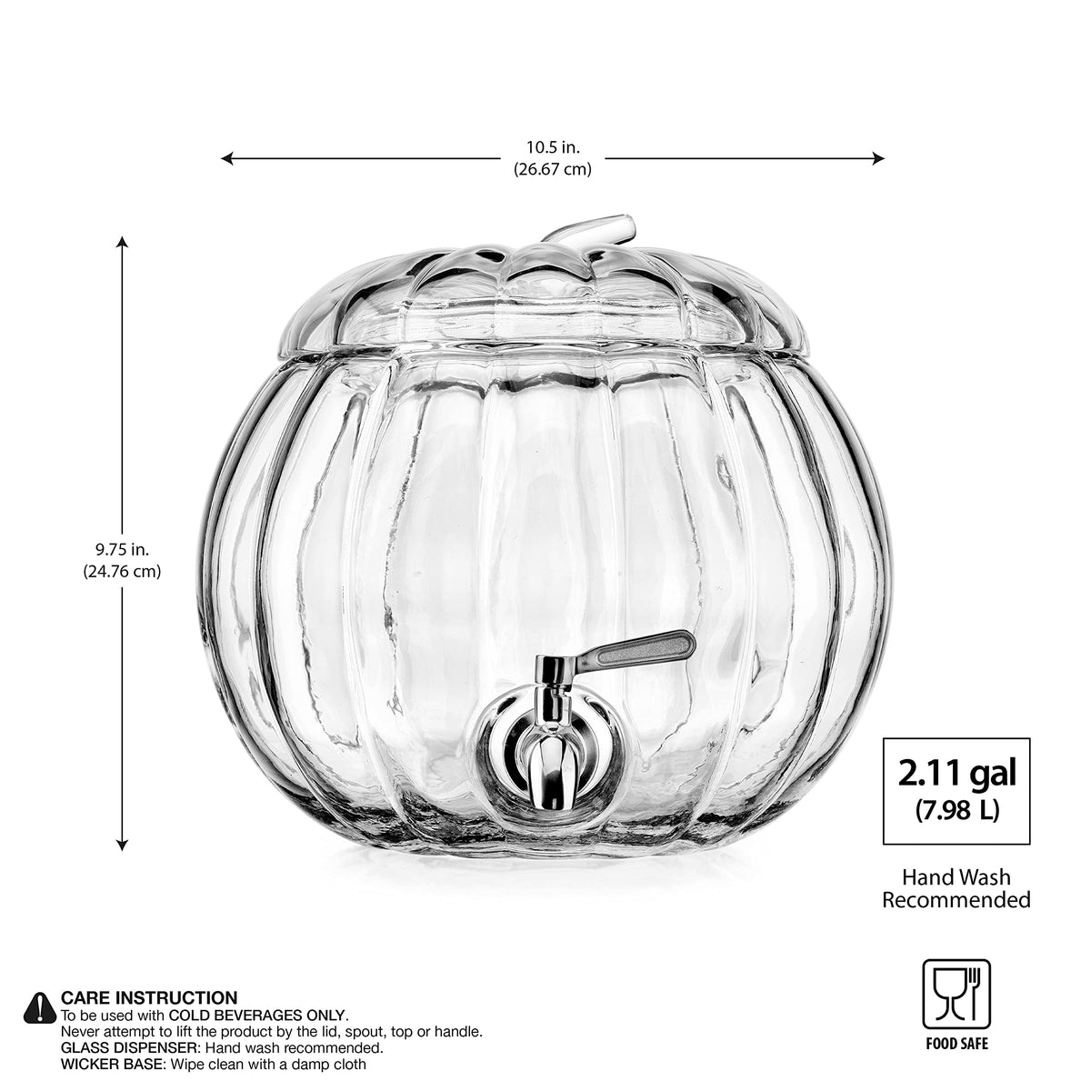 2.11 Gallon Clear Glass Beverage Dispenser with Stainless Steel Spigot N341852