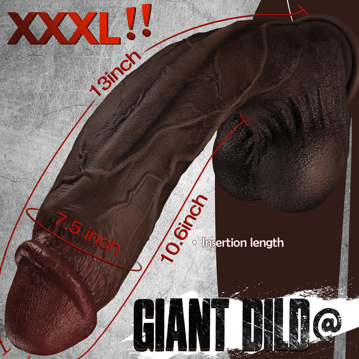 13 Inch Thick Black Dildo W35557