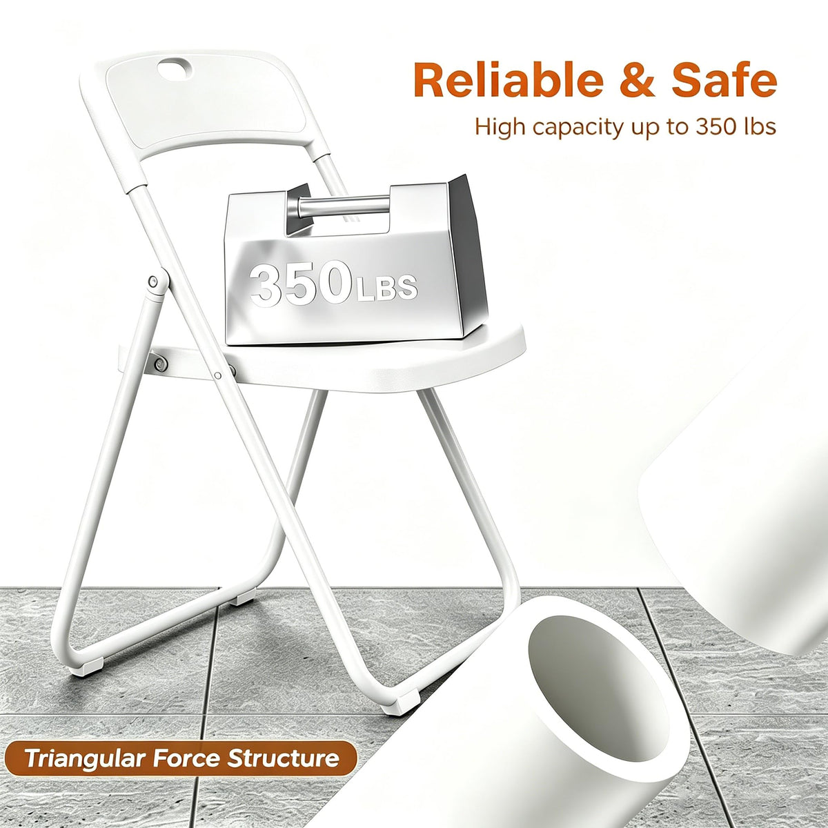 10 Pack White Plastic Folding Chairs B920373