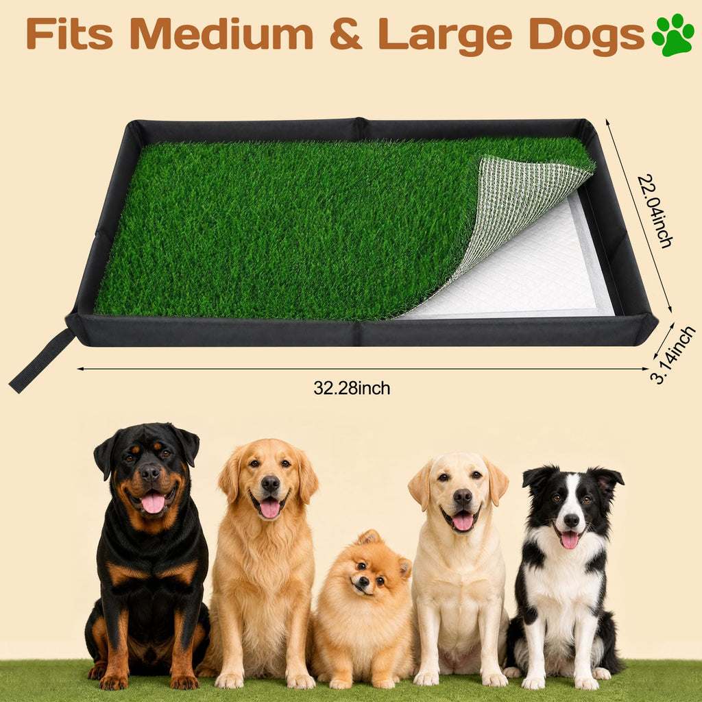 Dog Grass Pad with Tray 32"x22" with 8pc Pee Pads V5760