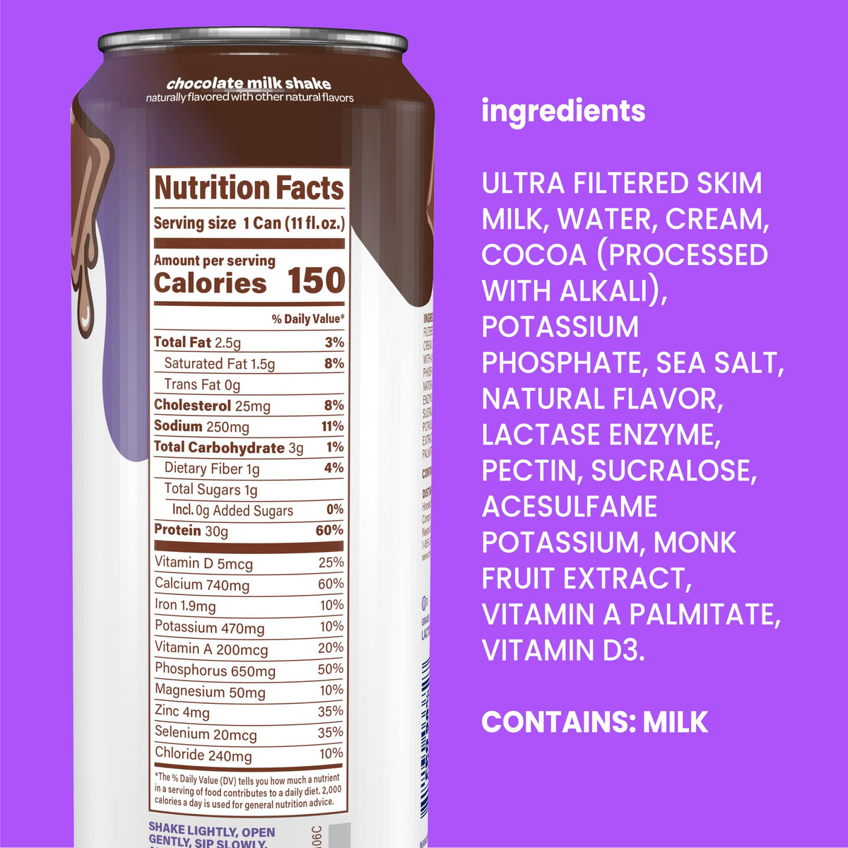 30g Protein Chocolate Lactose Free Milk Shake 12 Cans C971508
