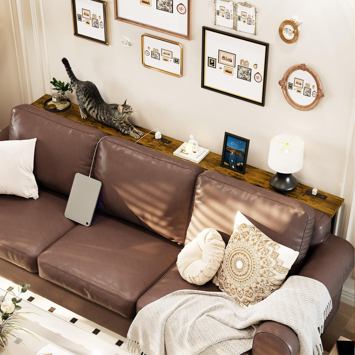 102 Inch Narrow Sofa Table with Power Outlets Q288