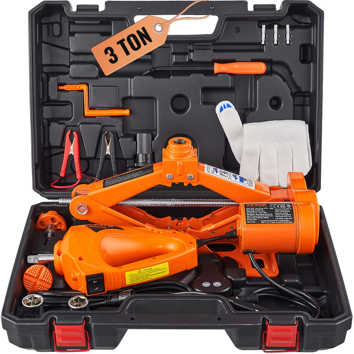 12V Electric Scissor Car Jack 3 Tons with Impact Wrench W483882