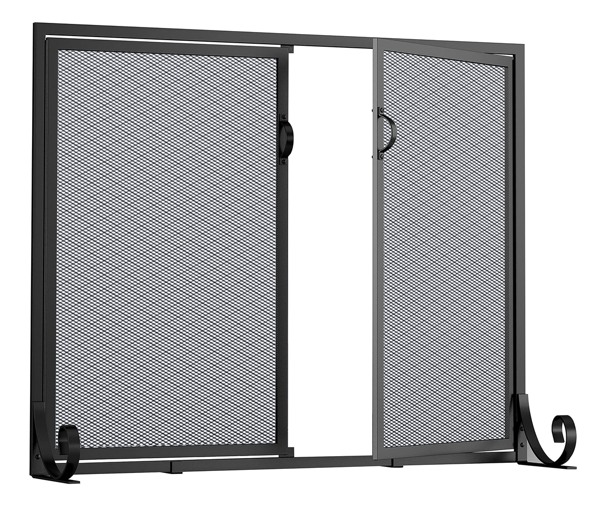 Hinged Double Door Fireplace Mesh Guard D389255