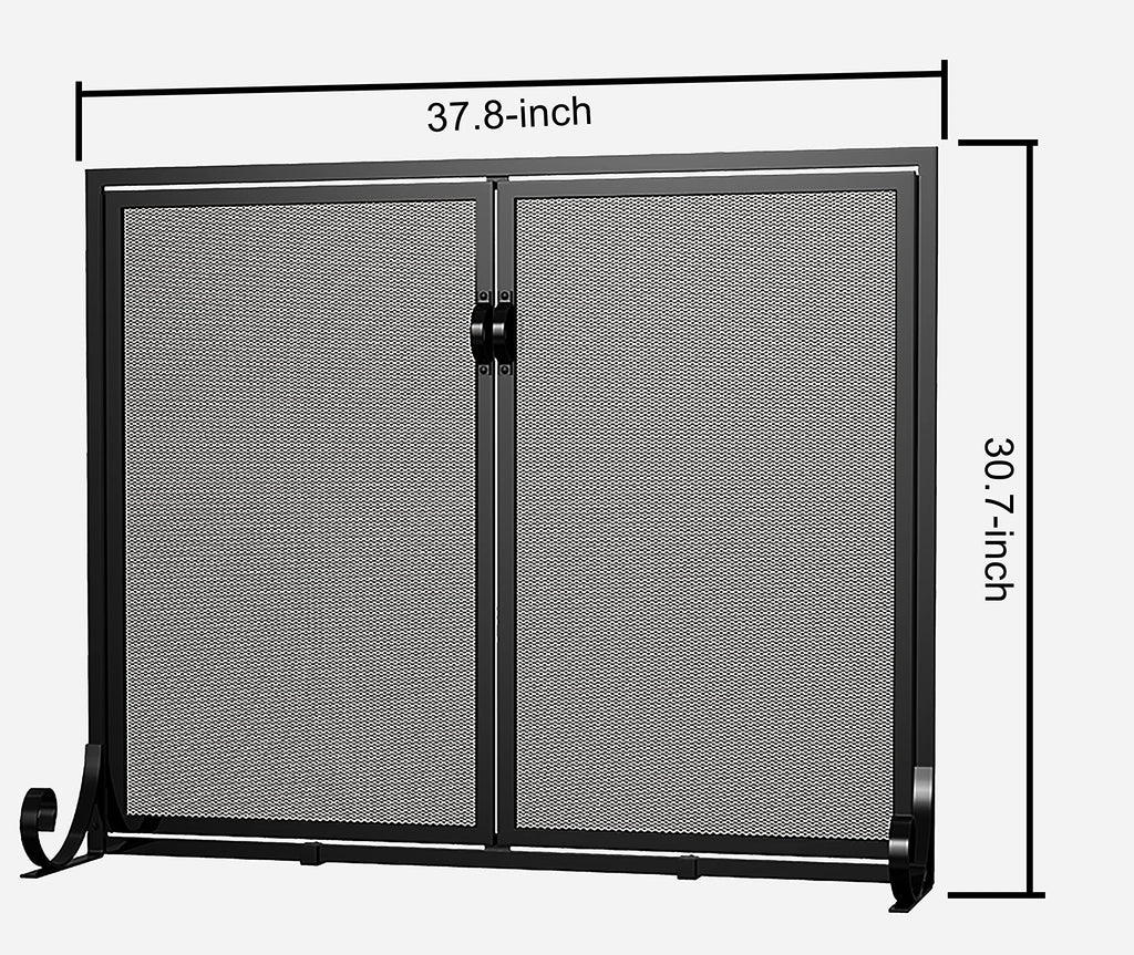 Hinged Double Door Fireplace Mesh Guard D389255