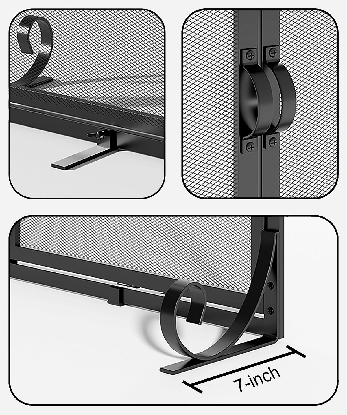 Hinged Double Door Fireplace Mesh Guard D389255